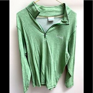 Mens Green Lightweight Columbia 3/4 Long Sleeve Zip Up. Size Medium